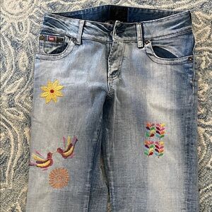 Milk embroidered boot cut jeans